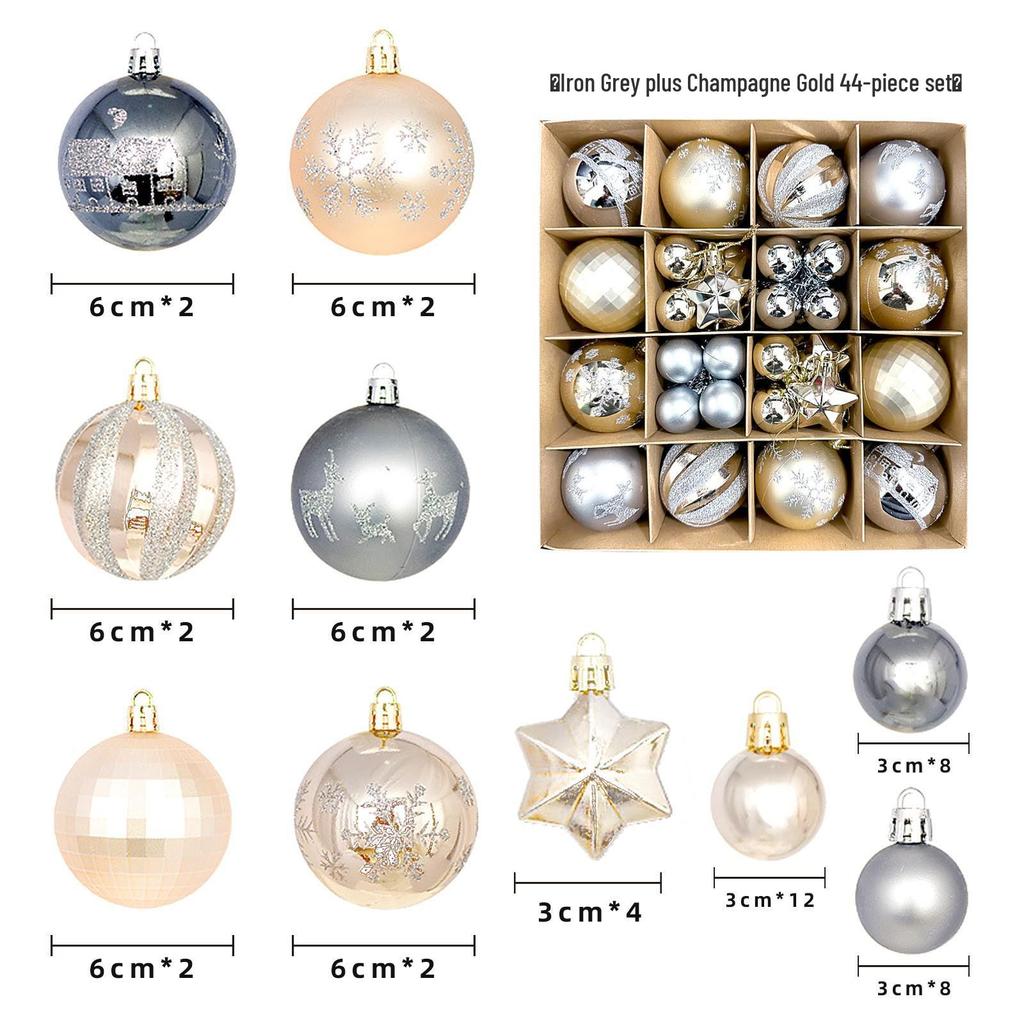 44-Piece Christmas Tree Decoration Set: 6cm Colorful PVC Hanging Balls