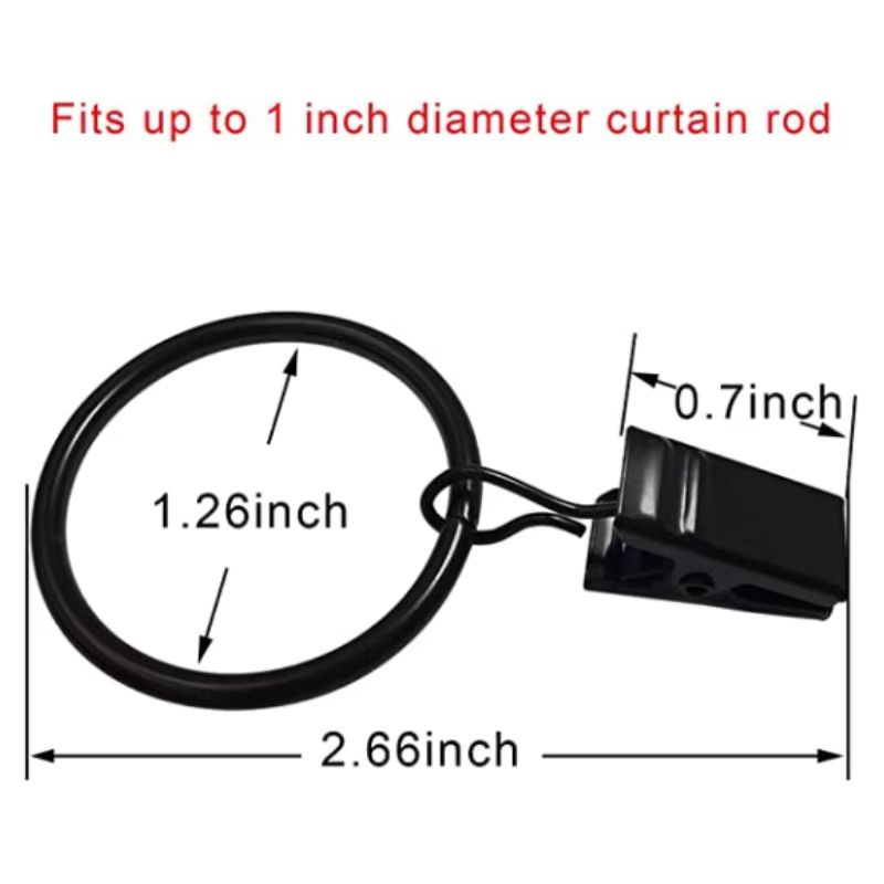 48PCS Curtain Ring with Clip, Curtain Clip with Loop, Hook Curtain Ring