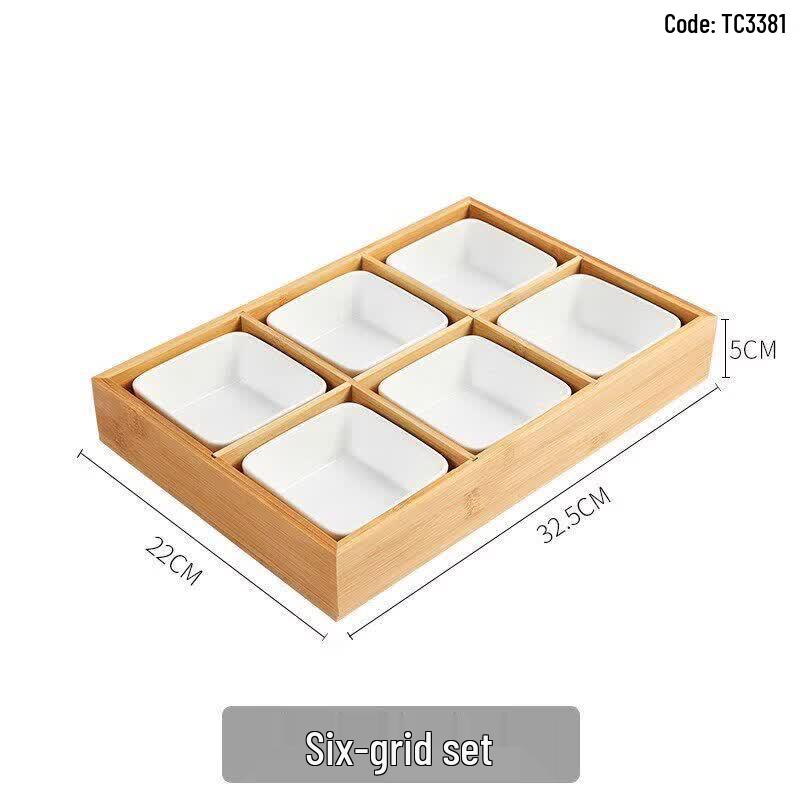 Korean Style Wooden Multi-Compartment Serving Tray