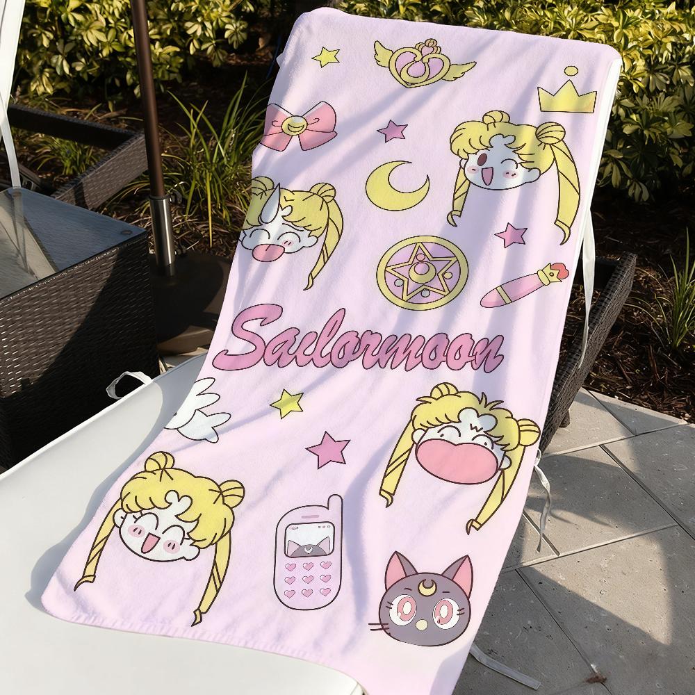 S-SailorES M-MoonS PINK GIRL HEART Towel Quick Drying Beach Towels Are Suitable For Swimming Pools Camping Yoga And The Gym
