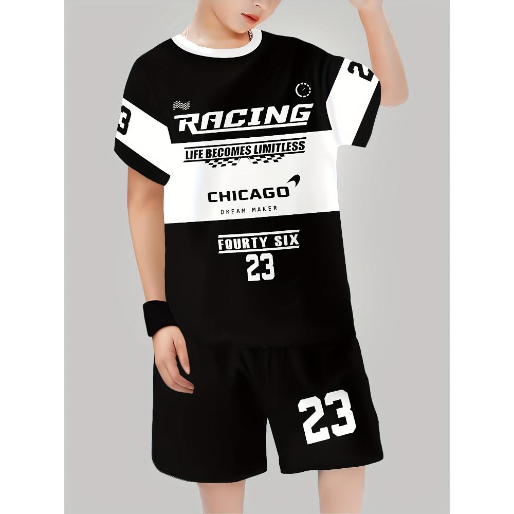 Fashionable 3D Short Sleeve T-Shirt and Shorts Set for Boys 150