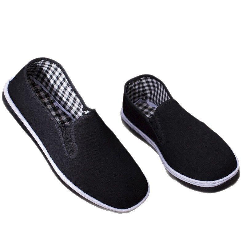 Black cloth shoes cloth shoes lasagna canvas single shoes flat bottom wear-resistant imitation tire sole driver shoes