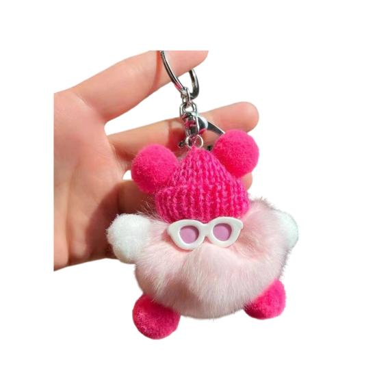 Yousheng Keychain Plush Rabbit Fur Cartoon Doll Shape Bag Charm Car Keychain Decorative Accessory Emotional Support Gift
