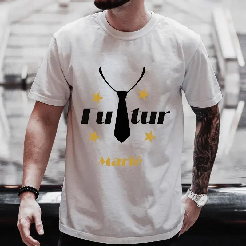 Französisch EVG Team Bräutigam T-Shirts Zukünftige Bräutigam Truppe T-Shirt Trauzeuge Krawatte Grafik Hochzeitsoberteile Freund Junggesellenabschied T-Shirt