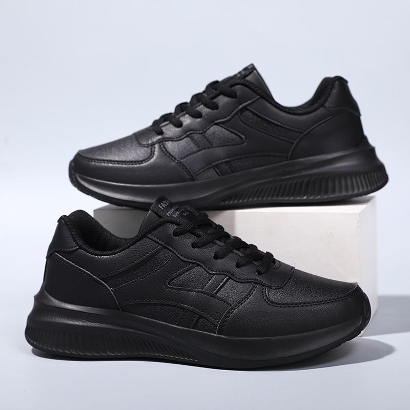 Damskie Trampki Zimowe Skórzane Trampki Damskie Buty Czarne Damskie Buty Codzienne Sznurowane Antypoślizgowe Wodoodporne Buty Sportowe Kobieta