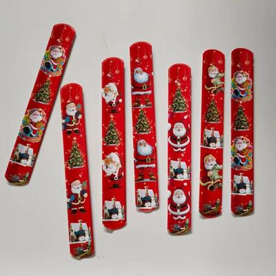 Cartoon Red Santa Claus Snap Bracelet: Christmas Wristband Decoration