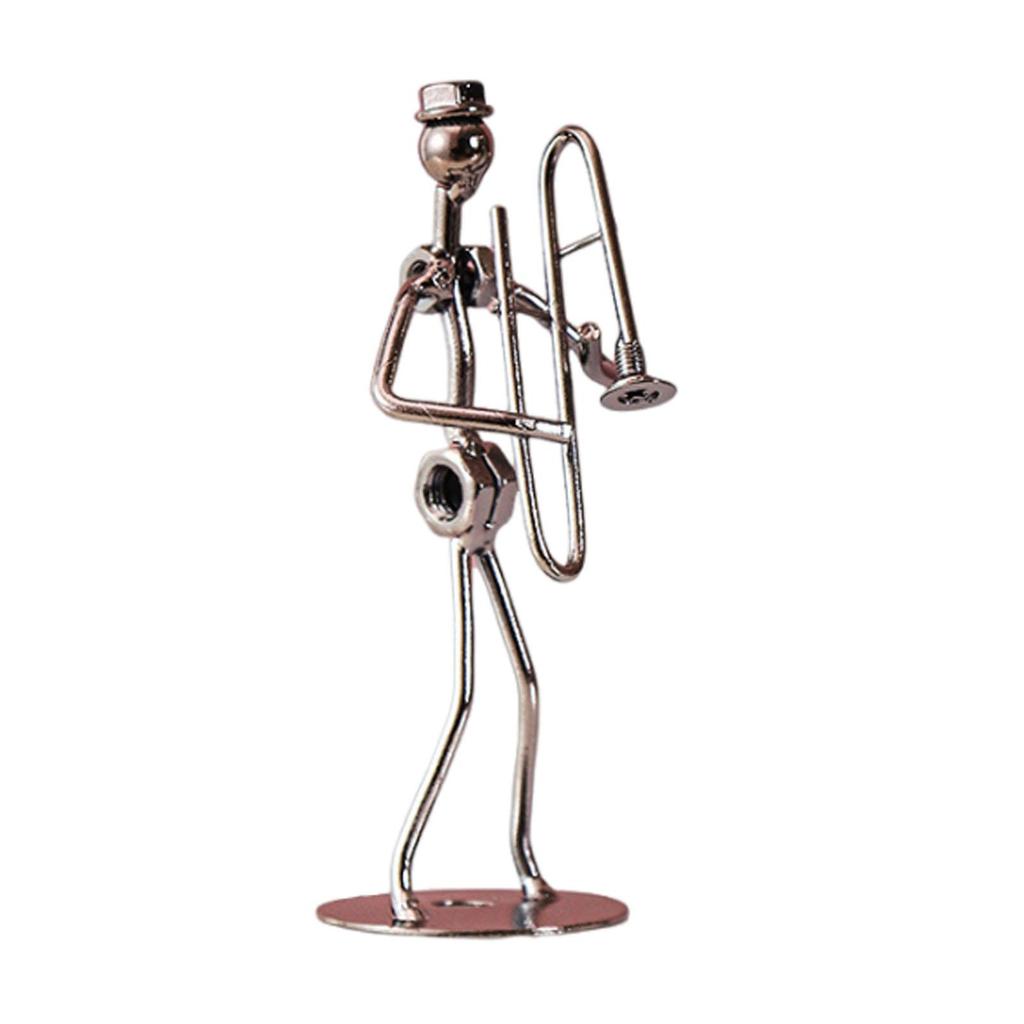 Musical Man Statue, Iron Wires and Screws Statue Home Decor, Musician Tabletop Figurine Desk Decoration for Bookshelf