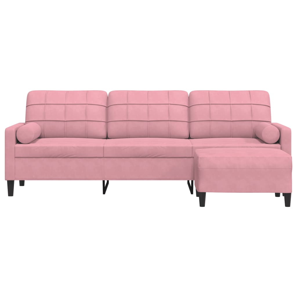 3 Seater Sofa with Footstool Pink 210 cm Velvet