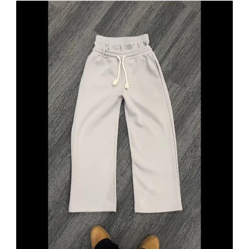 Casual Couple Straight Leg Sweatpants Fashion Dual Waist Fold Design Street Style