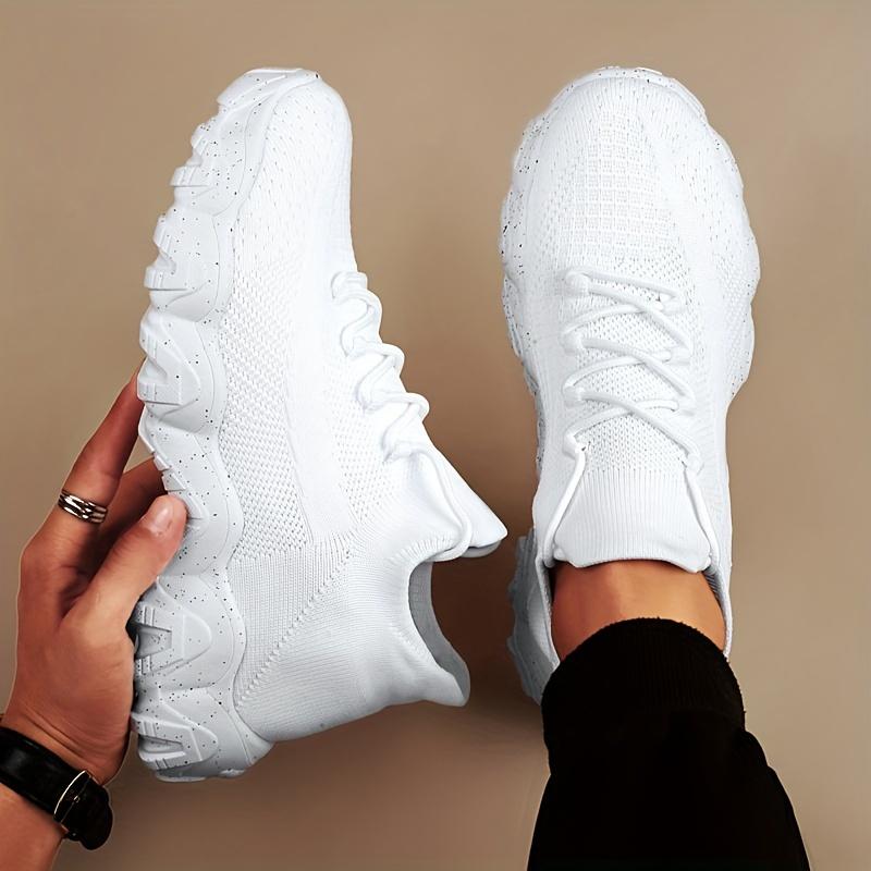 Men'S Casual Sneakers  Breathable Knit Upper Geometric Pattern Lace-Up Closure Durable Rubber Sole Comfortable Fabric Lining for Spring Sports