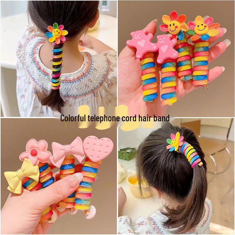 2025 Elastice de păr Little Star cu împletitură bubble - Coadă de cal înaltă, accesorii de păr tip fir telefonic pentru fete