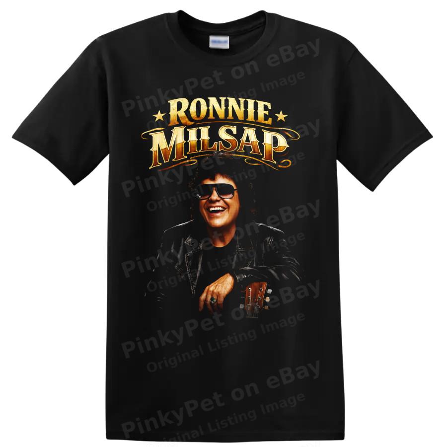 Ronnie Milsap Τραγουδιστής Κάντρι Μπλουζάκι Vintage Πορτρέτο Κιθάρα Φαν της Μουσικής Ρετρό