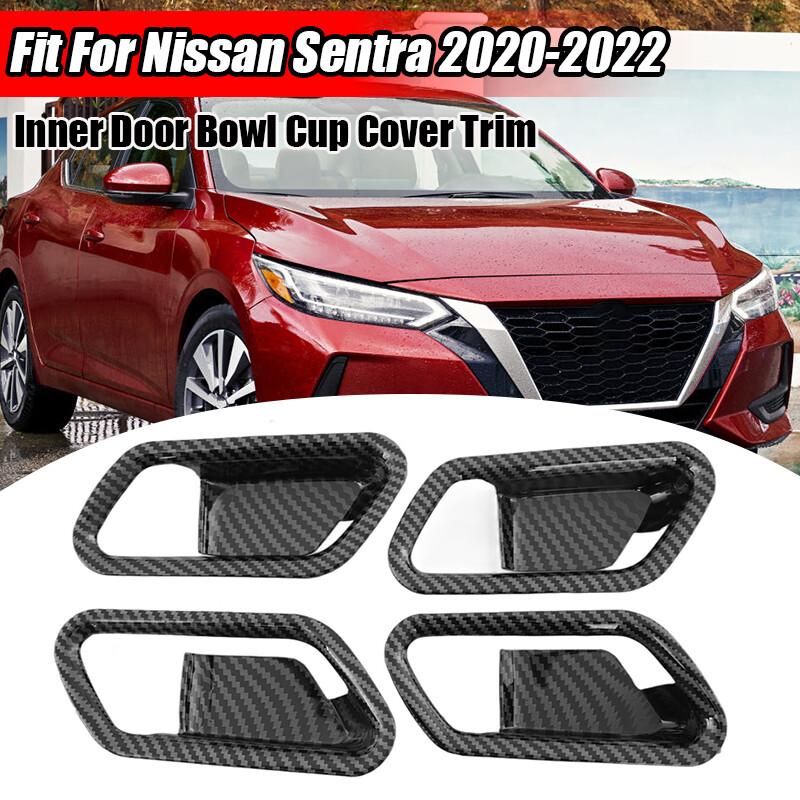 Car Inner Door Handle Bowl Cover Trim For Nissan Sentra 2020-2024 Carbon Style