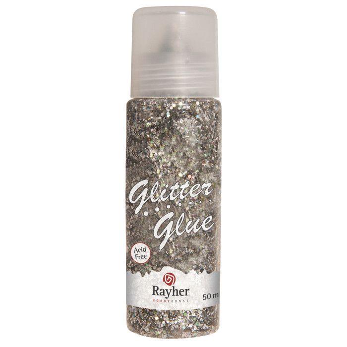 Glitter - Thick Glue, Silver, 50ml Bottle
