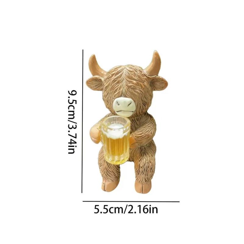 1Pcs Funny Drinking Cattle Resin Weather-resistant Pot Hugger Cow Figurines For Yard Porch Balcony Outdoors Home Farmhouse
