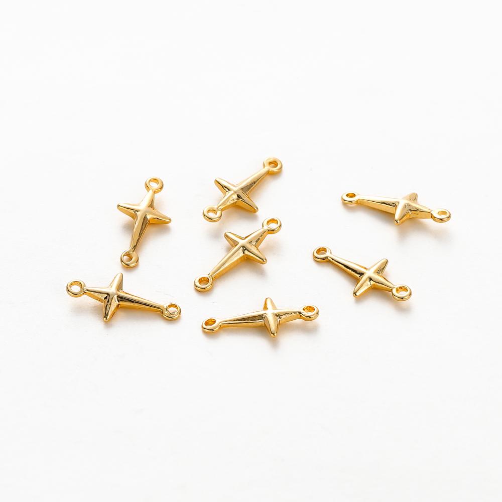 20 Stück 14K 18K Goldfarben Beschichtetes Messing Mini Sterne Herz Anhänger Für Schmuckherstellung Handgemacht DIY Ohrring Charms Finding Component