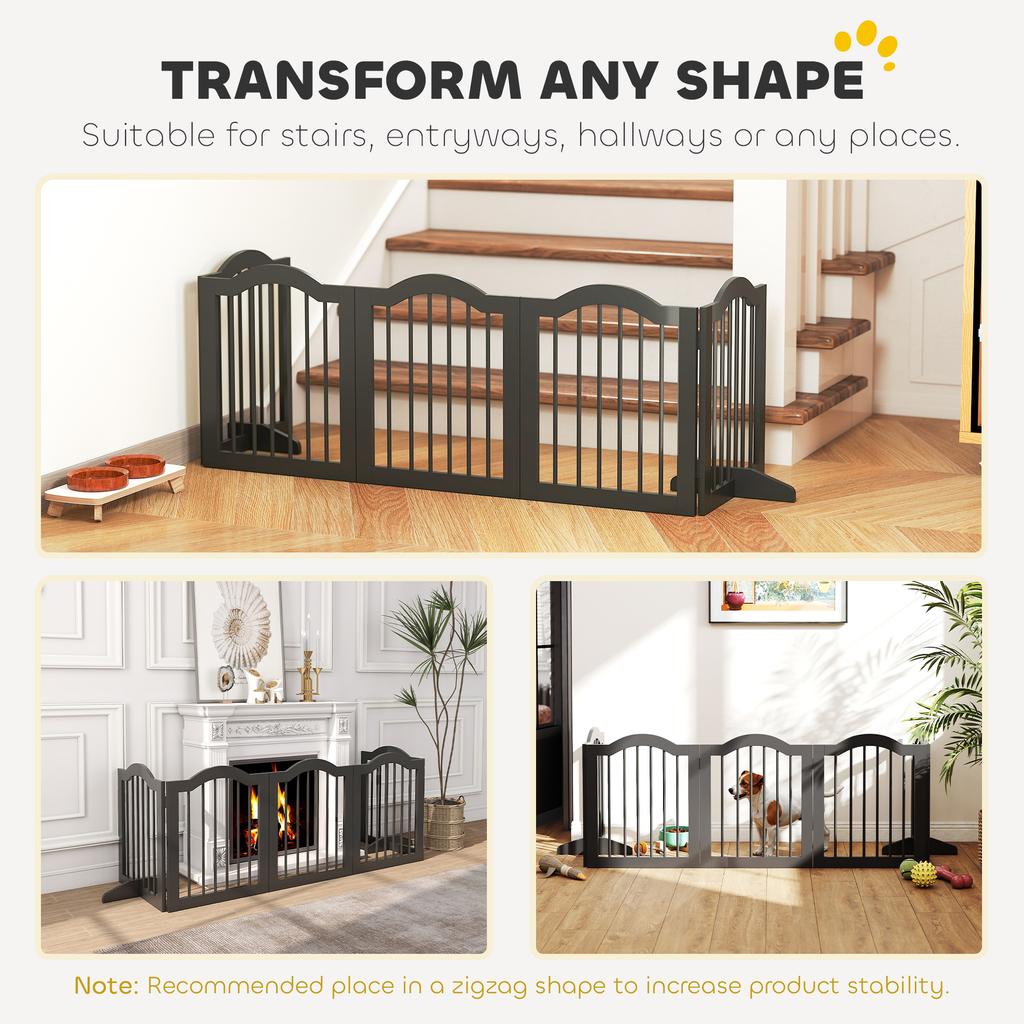 Freestanding Dog Gate with Support Feet for Doorway Black