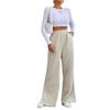 Fall Winter New Women's High Waist Casual Pants Solid Velvet Padded Patchwork Pleated Hem Long Pants Women