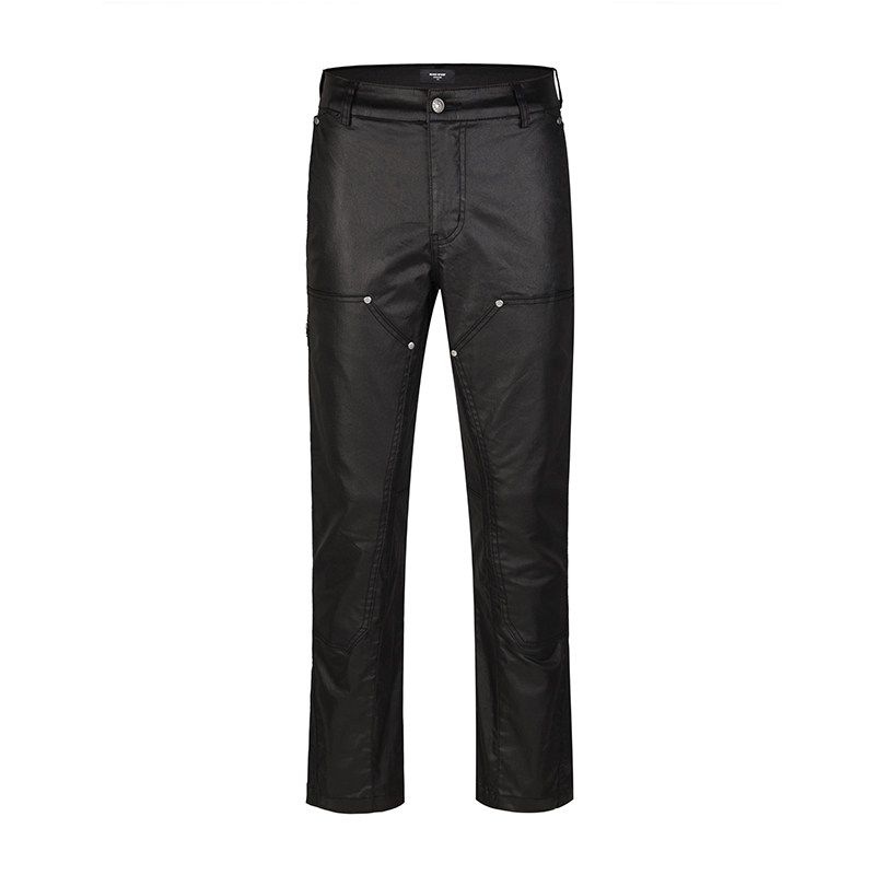 

Black of Exit Heavy-Duty Patchwork Rivet Batik-Coated Micro-Flared Cargo Pants High Street Slim-Fit Long Pants for Men Black 2XL