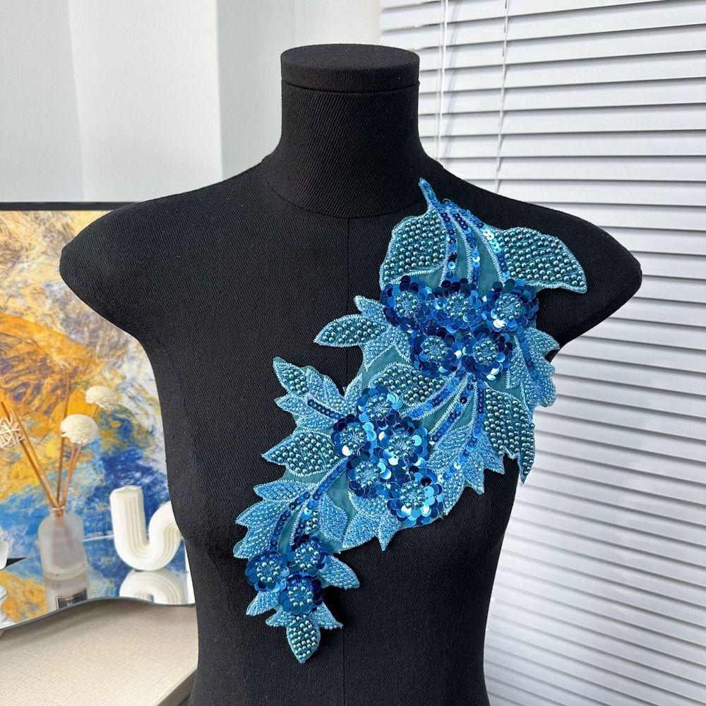 Fashion 3D Sequin Flower Patches Handmade Embroidery Embroidered Patches DIY Handwork Patches Wedding Dress