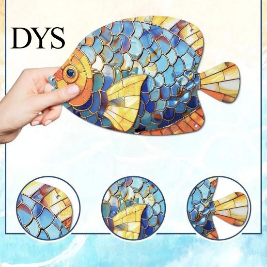 Retro Style Fish Art 5 Pcs Wood Wall Nautical Hanging Decor Tropical Rustic Farmhouse Sculpture for Beach Lake House Bathroom Decoration