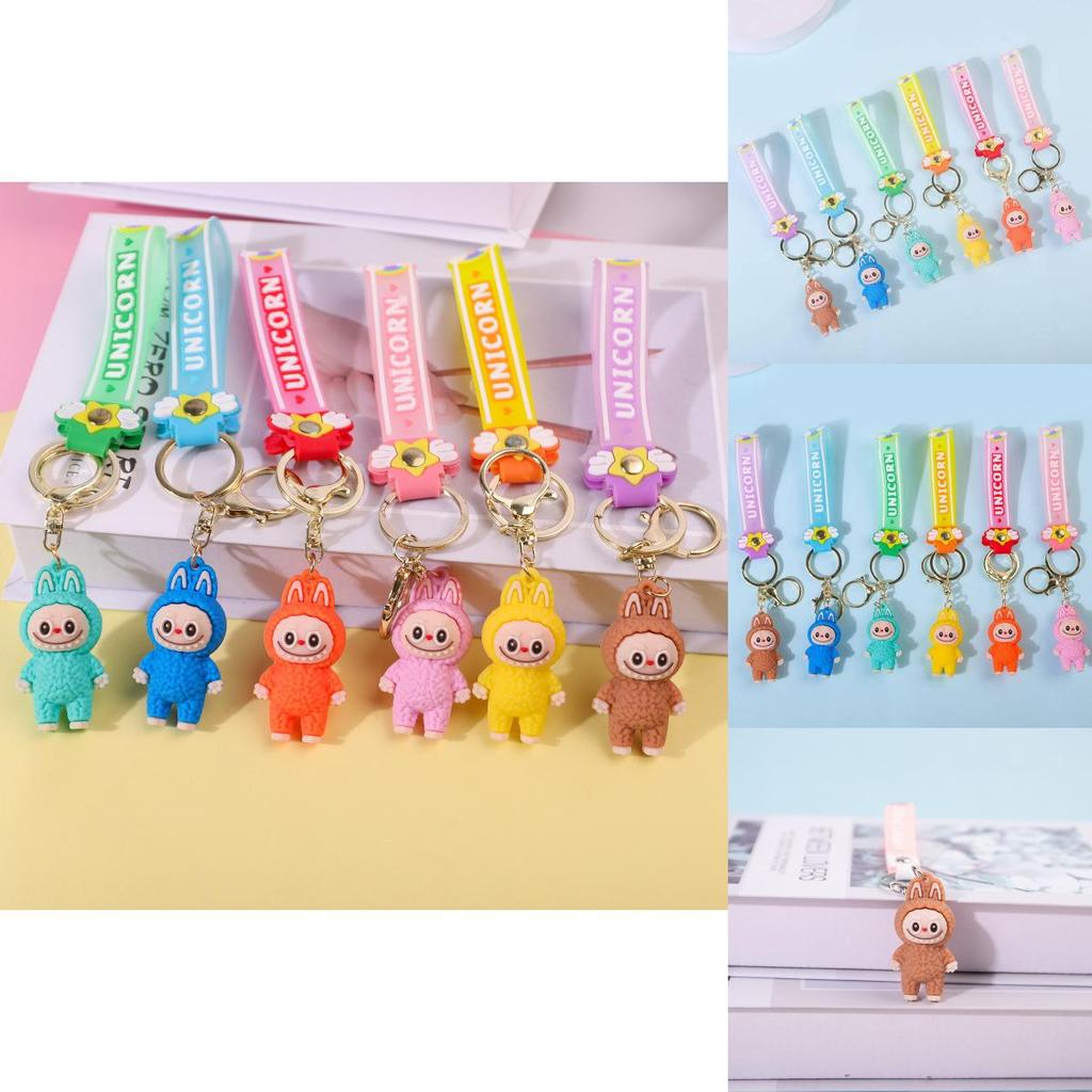 Colorful Cartoon Pvc Sheep Keychain Adorable Soft Keyring For Bags And Cars