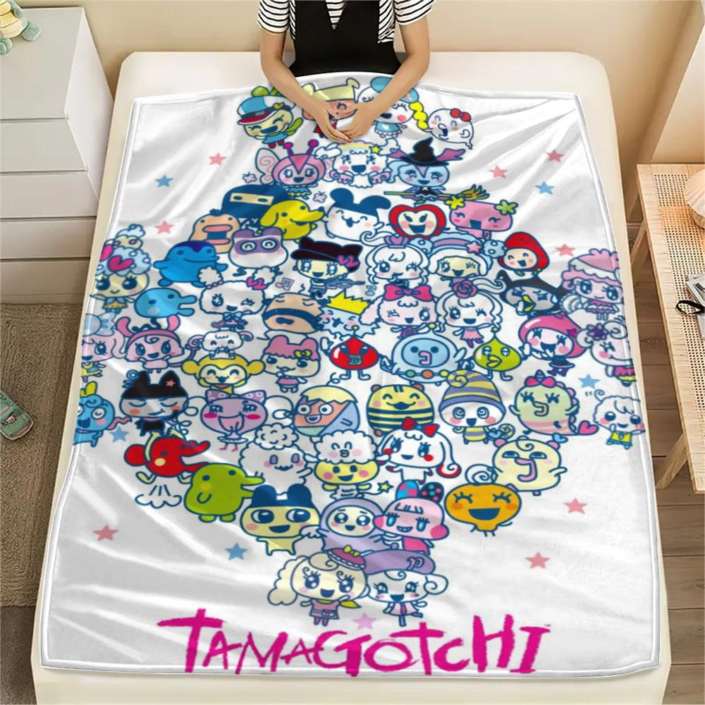 1PC Tamagotchi Print Flannel Blanket, High quality Comfortable for All Seasons, Home Decor, Warmth and Comfort, Perfect for Christmas Gifts189