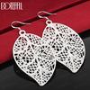 925 Sterling Silver Leaf Pendant Pierced Earrings Fashion Jewelry