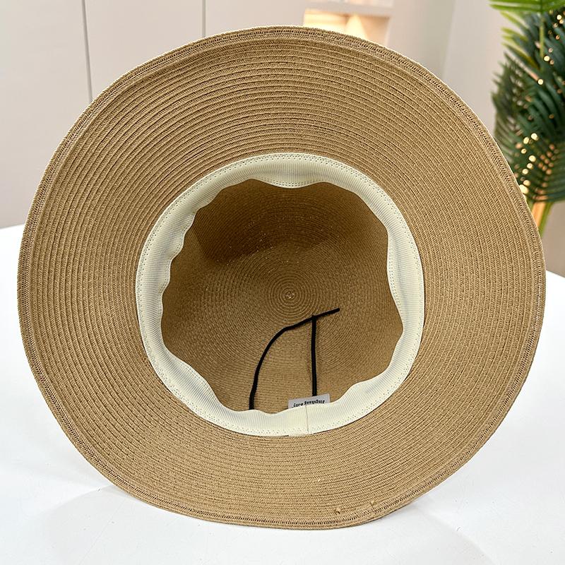 Straw hat women spring and summer straw visor bucket hat bow foldable versatile basin hat sunscreen travel hat