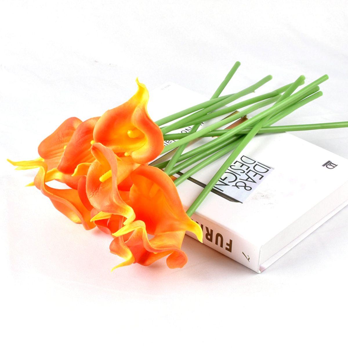 

Home Real Touch Bridal DIY Elegant Bouquet Artificial Calla Lilies Fake Flowers Silk Plants помаранчевий