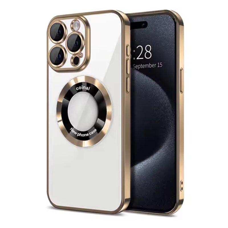 

Розкішне металізоване магнітне покриття для чохла Magsafe Iphone 16 15 14 Plus 17 Air 11 12 13 11 Pro Max Збільшувач логотипу Apple Захист камери iPhone 17 золотий