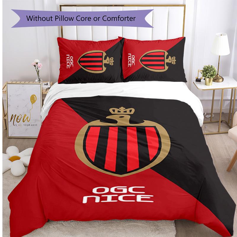 OGC Nice FC Printed 3PCS Bedding Set Breathable Duvet Cover with Pillowcases Decorative Bed Linen for Bedroom Home