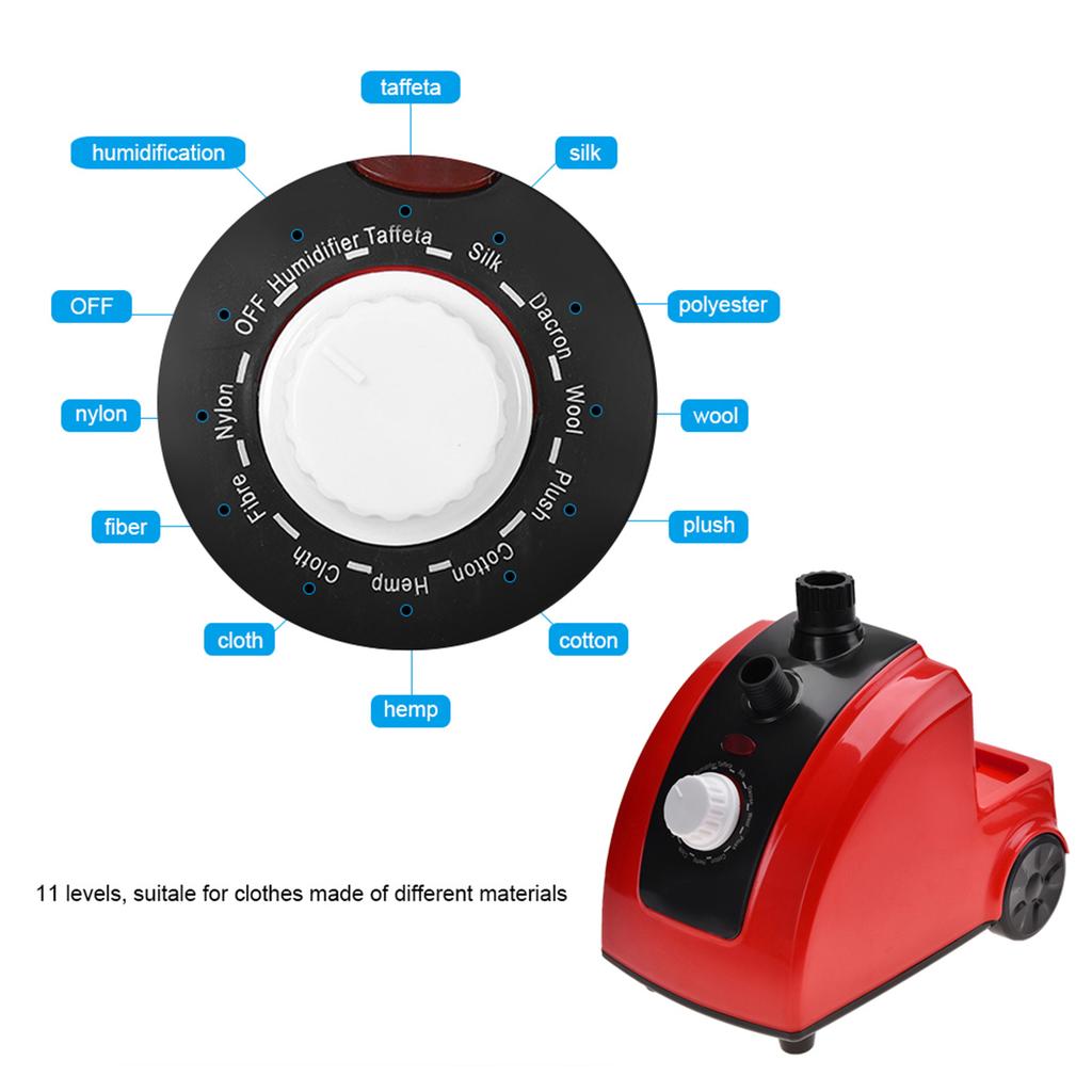 Vaporizador de roupas para tecidos, removedor de rugas, portátil, vermelho