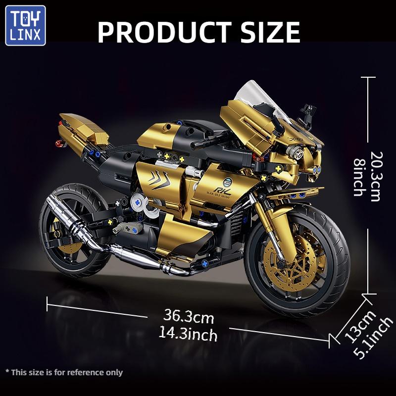 TOYLINX Technic 703 SZT. Zestaw Klocków Motocyklowych Kolekcjonerski Model Motocykla do Ekspozycji Duży Motocykl do Zbudowania Pomysł na Prezent