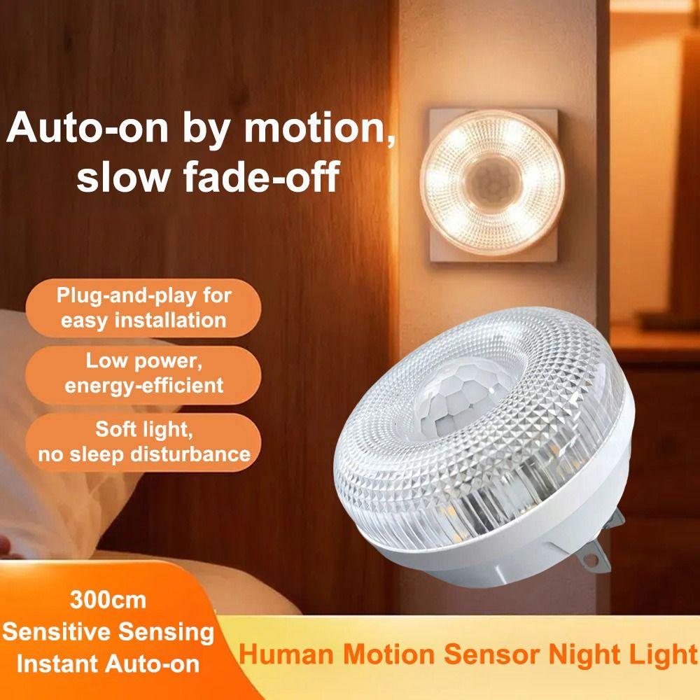 Automatic Motion Activation Human Body Sensor Night Light Plug-In Night Light Bedroom Lighting