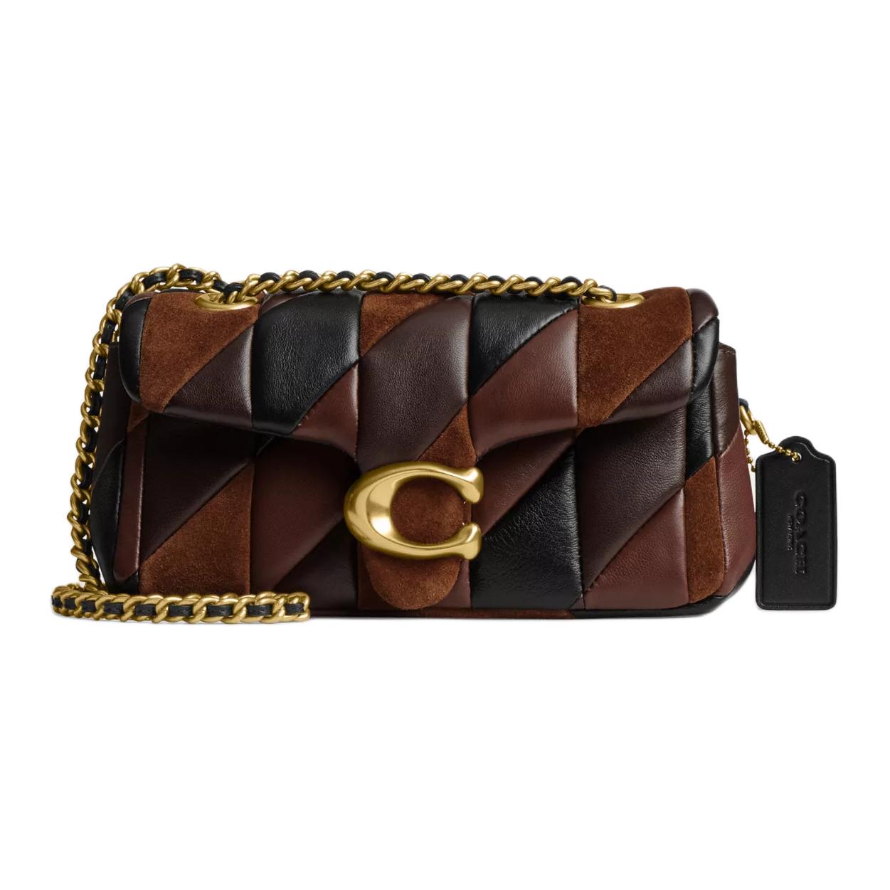

Coach Tabby 20 Patchwork Quilted Design Gold Logo Leather Crossbody Shoulder Bag Small Women bags Maple-Dark-Brown CBG88-B4Y2J Basic Set (Bag+Dust Bag)