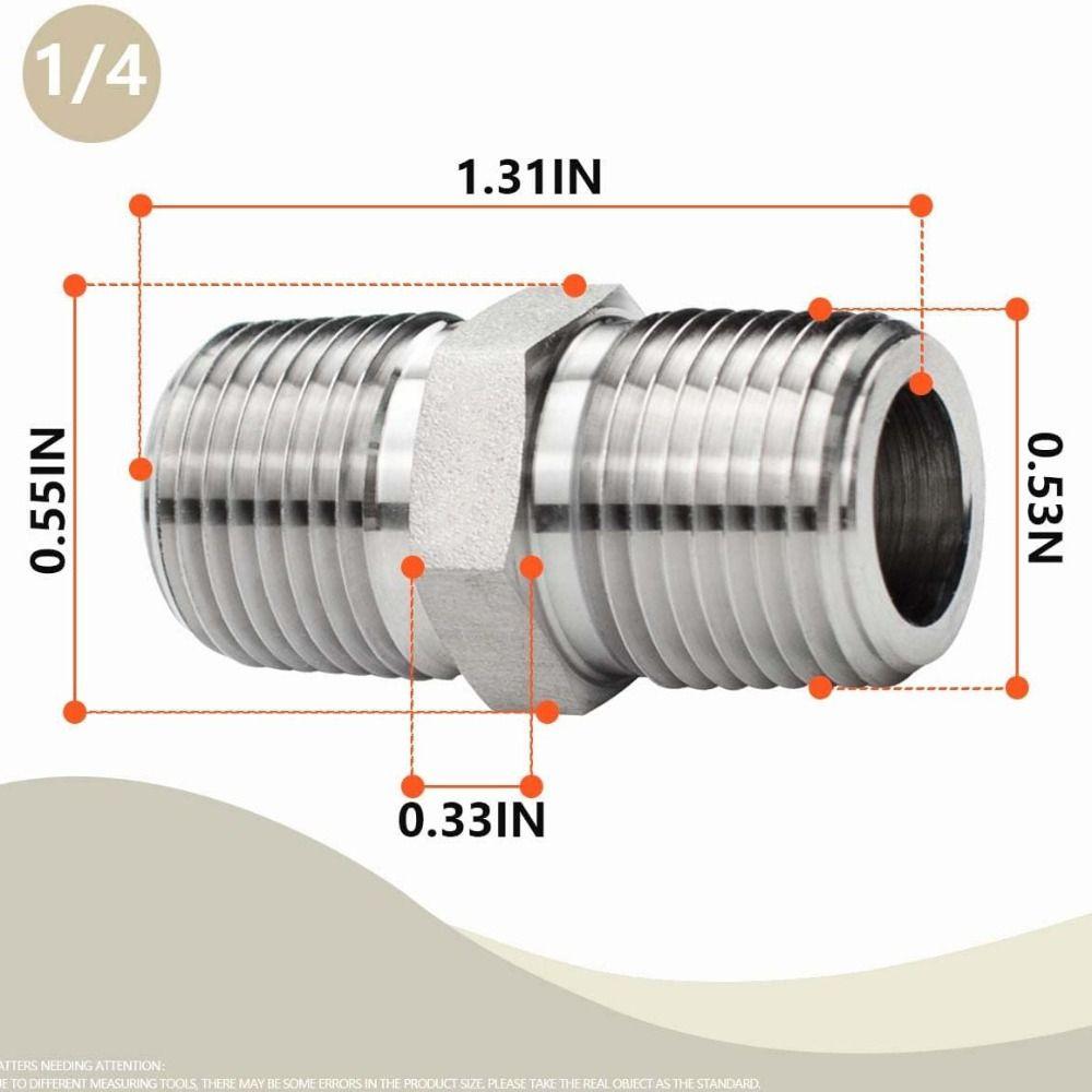 1/4" NPT X 1/4" NPT Pipe Fittings 304 Stainless Steel Pipe Fitting Adapter  Water Pipe