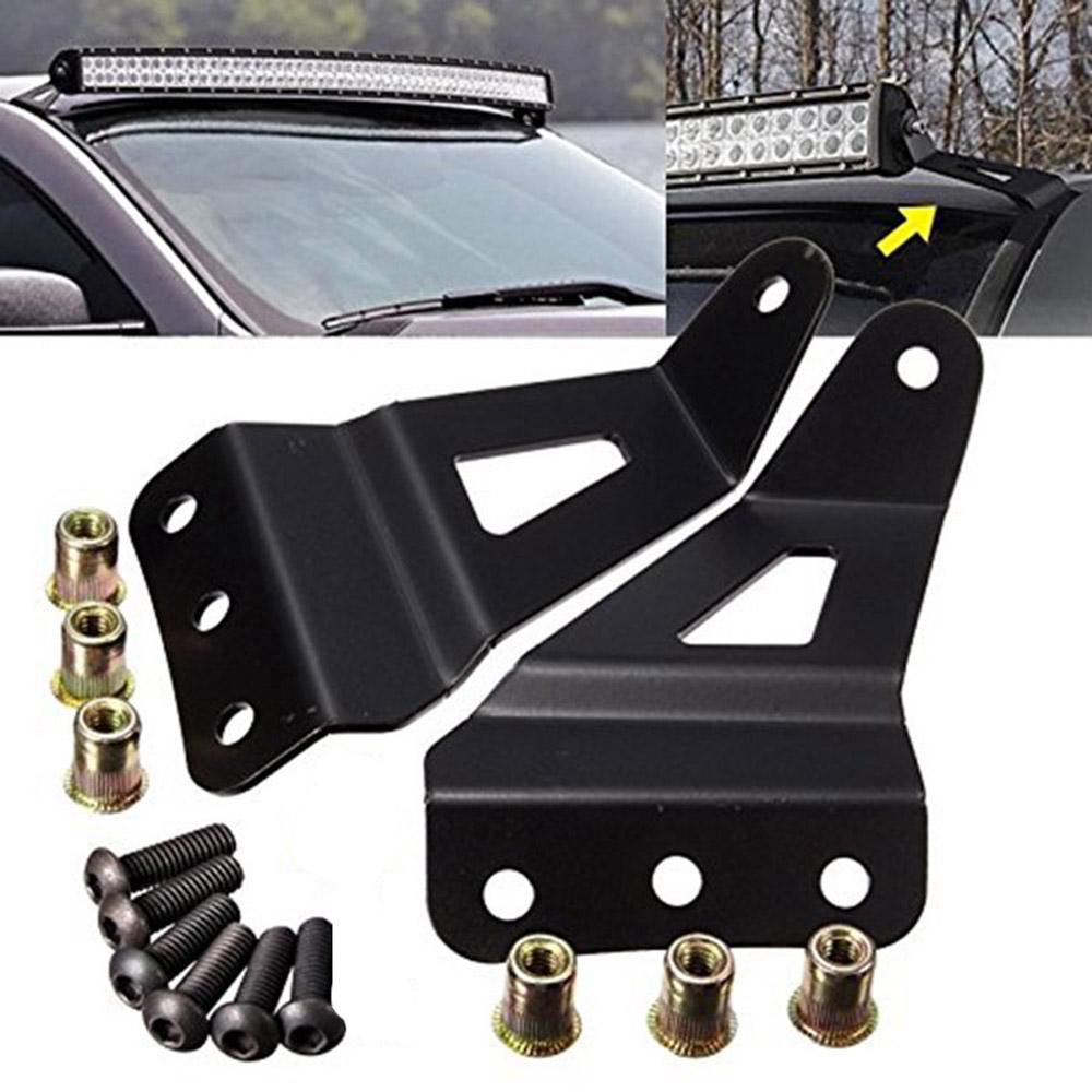 2 Pcs Black Steel Car Light Bar Holder Kit Off-road Roof LED Light Strip Bracket