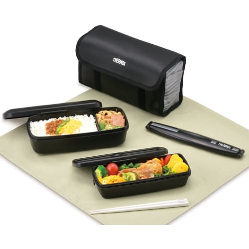 Thermos Bento Box 2 Tier Fresh Lunch Box 900ml Black Gray DJB-905W BKGY