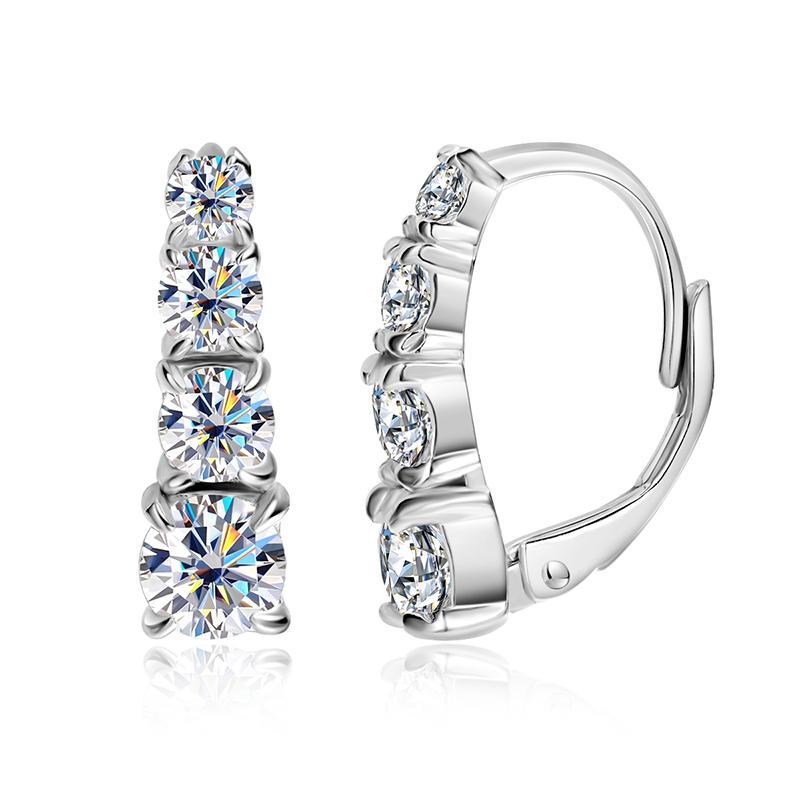 

Smyoue 2.2CTTW Gradient Women Moissanite Hoop Earrings Hip-hop Sparkling Pure 925 Silver Plated 18k Girls Earrings One pair