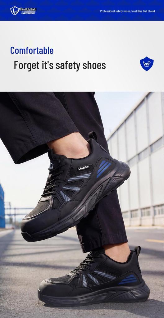 Blue Gull Shield Men's Low-Top Safety Shoes – Lightweight, Anti-Smash, Anti-Puncture, Wear-Resistant, Durable Work Footwear