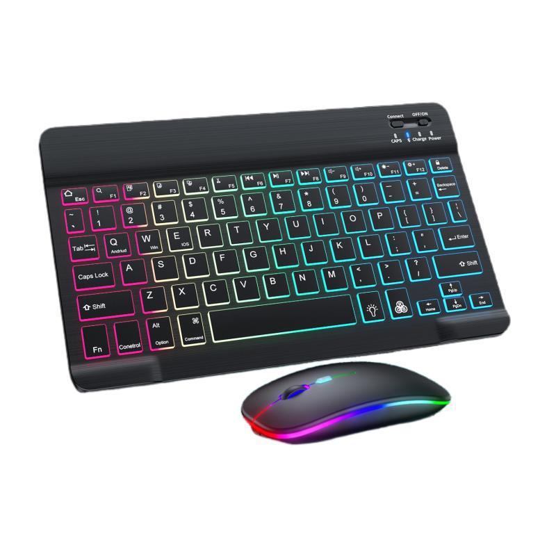 Ultra-Thin Silent RGB Bluetooth Keyboard & Mouse Set for 10-inch iPad/Huawei – Rechargeable & Wireless