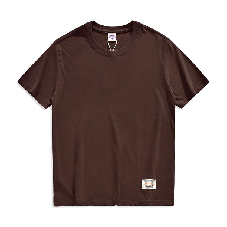 Japanese men's solid color short-sleeved t-shirt pure cotton men's round neck washed polished basic bottoming shirt loose top tide