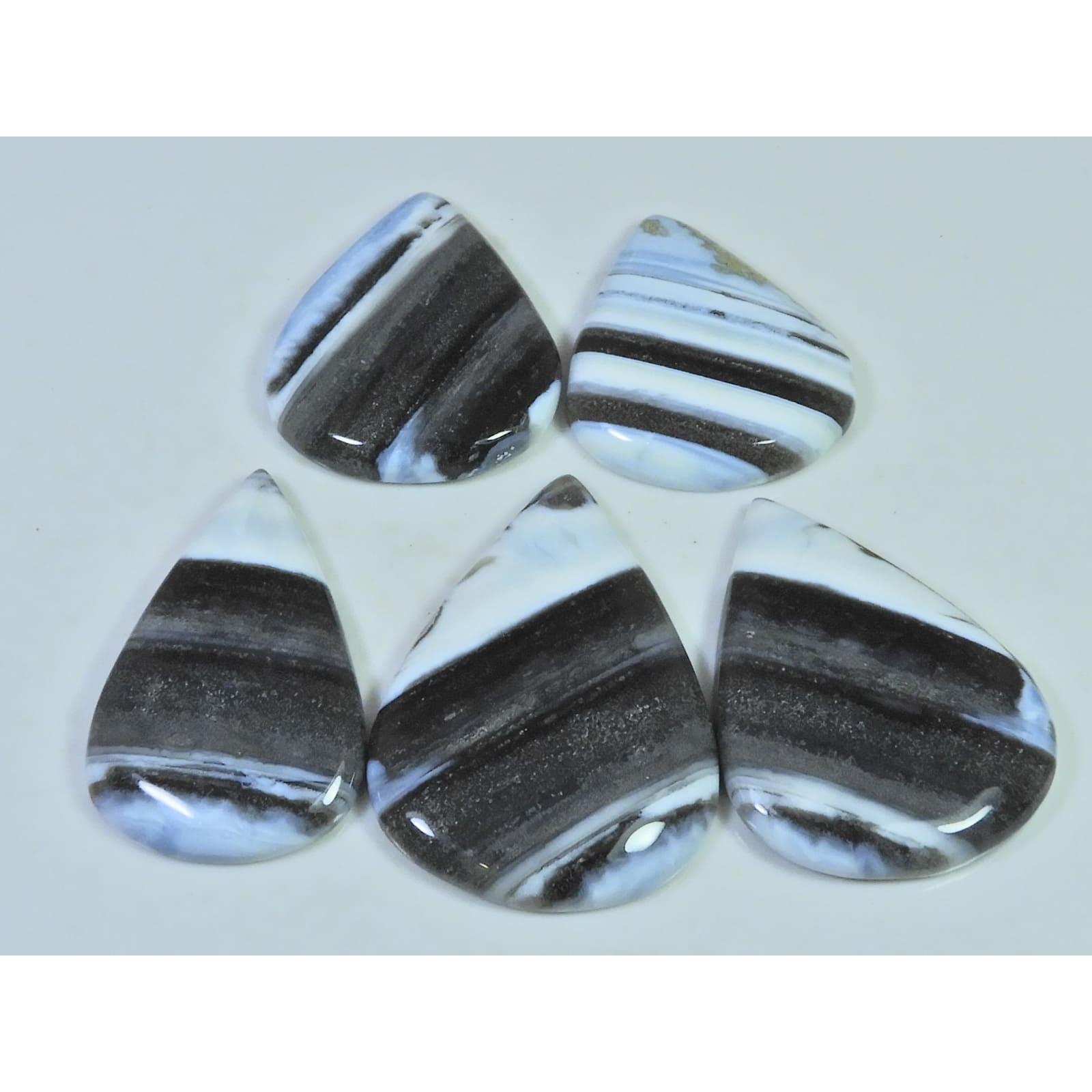 195Cts. Natural Blue Opal Pear Shape Cabochon Loose Gemstone 05 Pcs Lot C-2343