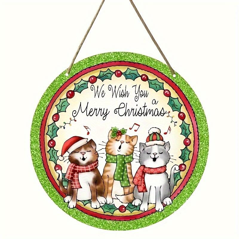 

2d Плоский 20*20см, Рождественское Украшение для Дома, Деревянная Табличка с Тремя Поющими Котами, Круглая Декоративная Табличка, для Дома, Кухни, Сада, Спальни 20*20cm