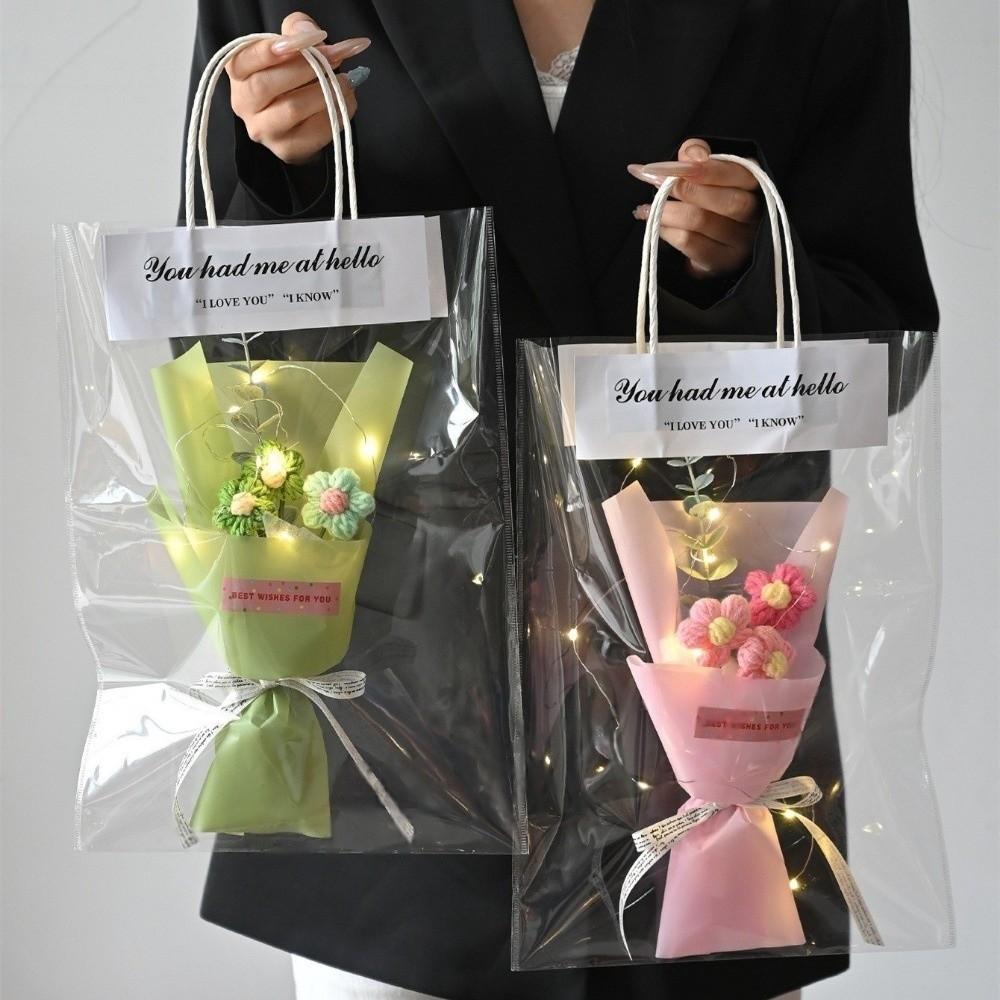 LED Lights Crochet Flowers Bouquet Glowing Eternal Simulated Flowers  Wedding Decor