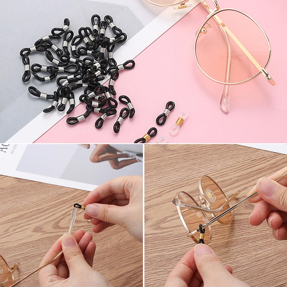 50 PCs Adjustable Anti-Slip Eyeglass Chain Ends Retainer Rubber Glasses Ring Strap Spectacle End Connectors Eyewear Accessories