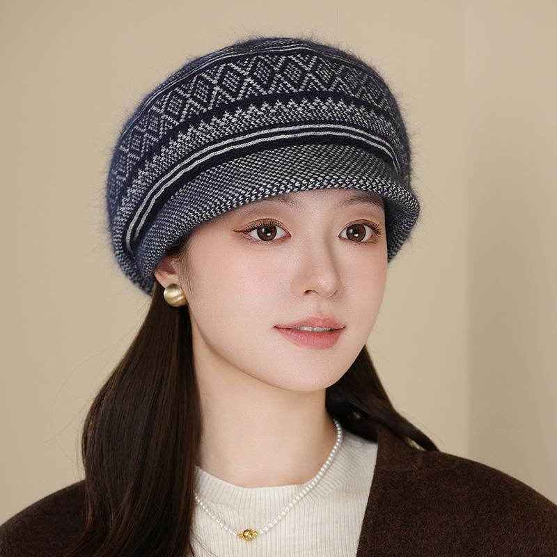 Hat Women Winter In The Elderly Autumn and Winter Warm Rabbit Hair Beret Fashion Cold Knitted Hat