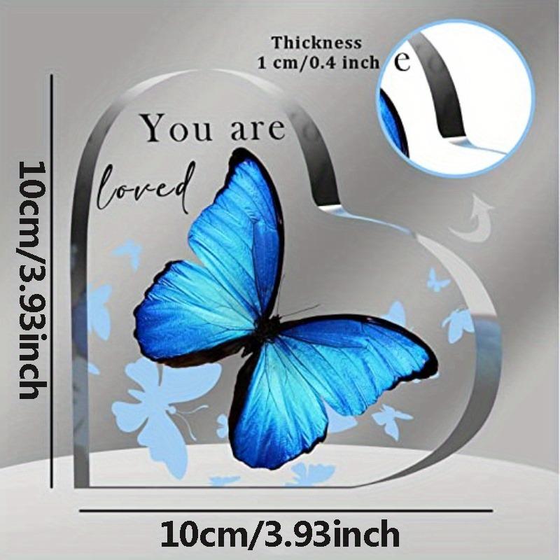 2D Flat, Acrylic Heart Plaque Creative Decoration Sign, Butterfly Pattern Design, Suitable for wall decoration, porch, room, villa, accents Home, Hall