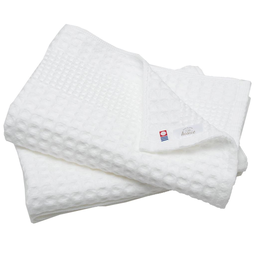 Imabari Certified Bath Hiorie Waffle Set of Made In Kitchen Imabari Cotton Towels, Towels, 2, White, Japan, Quick-Drying, Towels, Brand, 100%